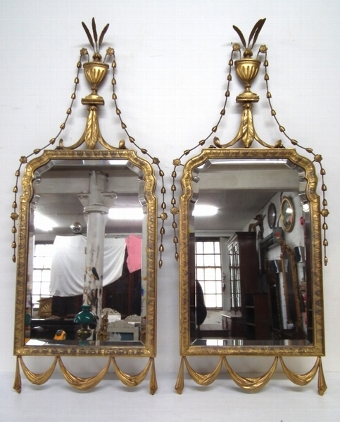 Pair of Adams Style Gilded Pier Mirrors