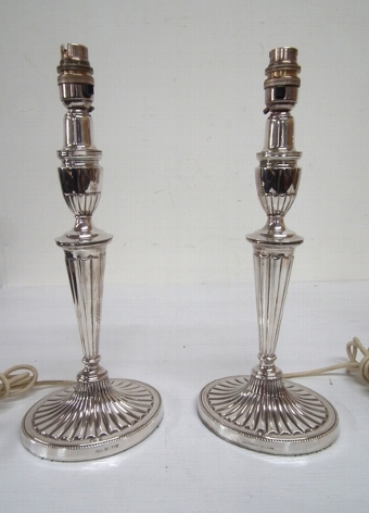 Pair of Adams Style EPNS Candlestick Lamps