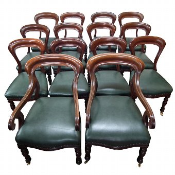 Set of 14 Victorian Scottish Mahogany Dining Chairs