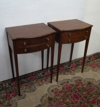 Pair of George III Style Mahogany Bow Fronted Bedside Cabinets