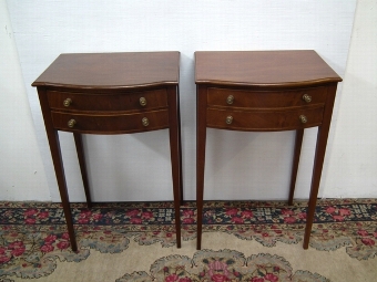 Antique Pair of George III Style Mahogany Bow Fronted Bedside Cabinets