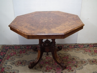 Mid Victorian Walnut Octagonal Table