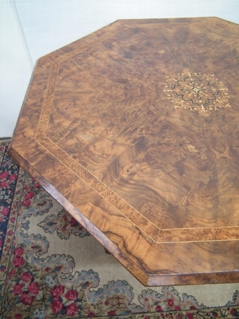 Antique Mid Victorian Walnut Octagonal Table