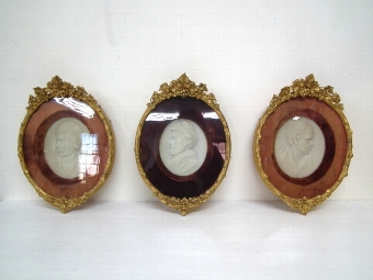 Set of 3 Unusual Victorian Wax Portraits