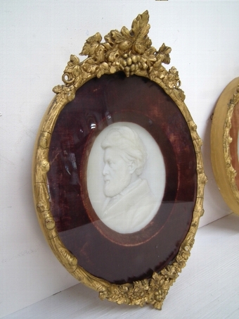 Antique Set of 3 Unusual Victorian Wax Portraits