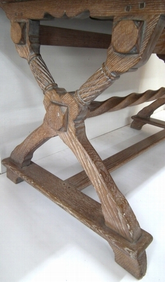 Antique Liberty & Co Tudor Building Limed Oak Centre Table