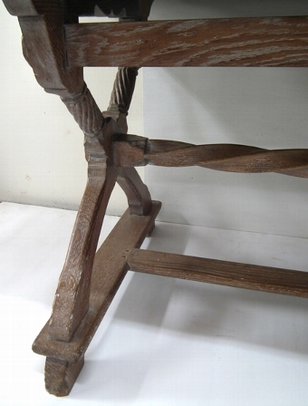 Antique Liberty & Co Tudor Building Limed Oak Centre Table