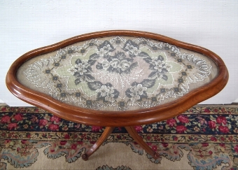 Antique Victorian Beadwork Occasional Table
