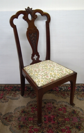 Antique Set of 6 Mahogany Chippendale Style Art Nouveau Dining Chairs