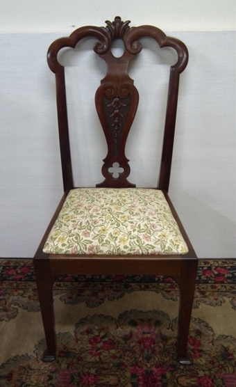 Antique Set of 6 Mahogany Chippendale Style Art Nouveau Dining Chairs