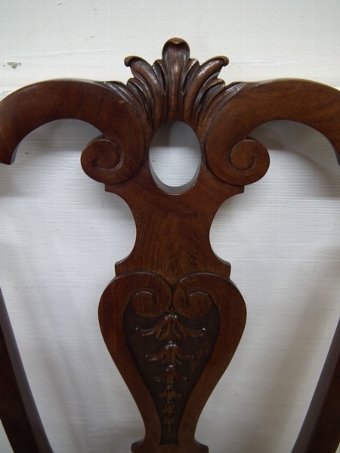 Antique Set of 6 Mahogany Chippendale Style Art Nouveau Dining Chairs