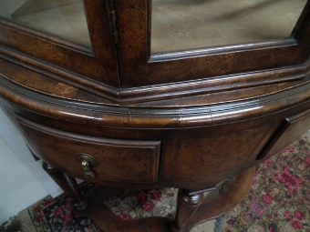 Antique :SALE: Carolean Style Burr Walnut Bow Fronted Cabinet