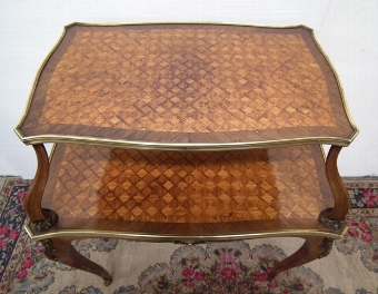 Antique French Two Tier Parquetry Inlaid Side Table