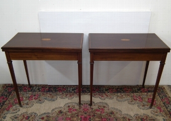 Pair of Sheraton Style Fold Over Card Tables