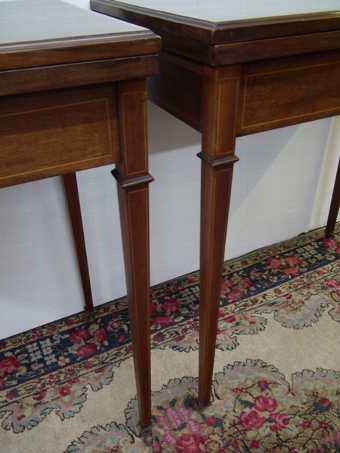 Antique Pair of Sheraton Style Fold Over Card Tables