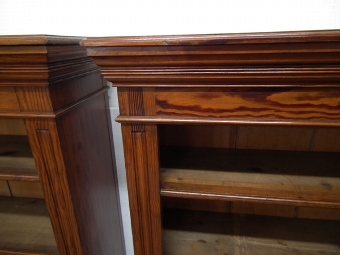 Antique Pair of Pitch Pine Open Bookcases