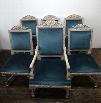 Set of 6 Painted and Gilded Italian Chairs