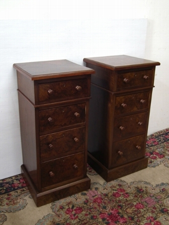 Pair of Victorian Burr Walnut Bedside Cabinets