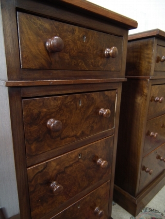 Antique Pair of Victorian Burr Walnut Bedside Cabinets