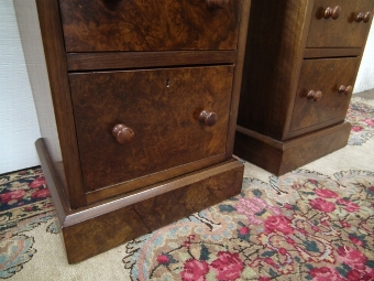 Antique Pair of Victorian Burr Walnut Bedside Cabinets