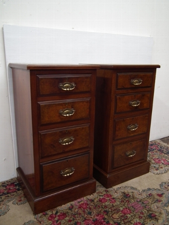 Pair of Edwardian Walnut and Burr Walnut Bedside Cabinets