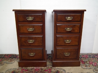 Antique Pair of Edwardian Walnut and Burr Walnut Bedside Cabinets