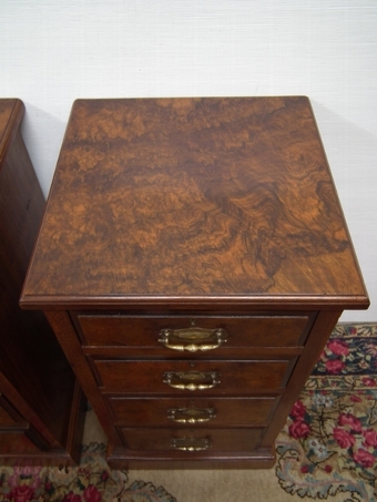 Antique Pair of Edwardian Walnut and Burr Walnut Bedside Cabinets