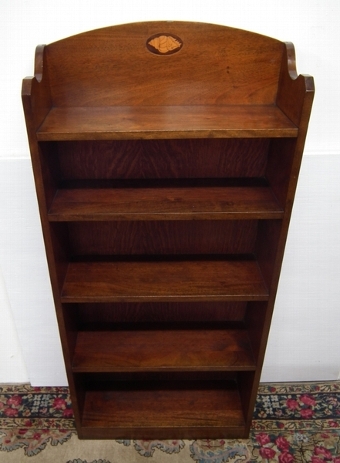 Antique Edwardian Mahogany Inlaid Open Bookcase