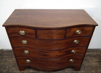 Antique George III Serpentine Inlaid Mahogany Chest of Drawers
