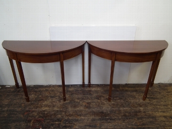 :SALE: Pair of George III Demi Lune Mahogany Hall Tables