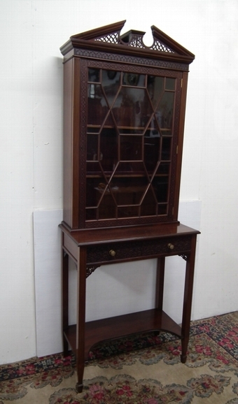 Edwardian Carved Mahogany Bookcase/Display Cabinet