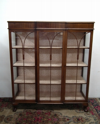 George II Style Breakfront Mahogany Display Cabinet