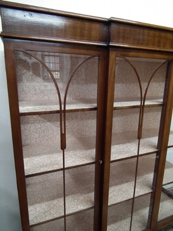 Antique George II Style Breakfront Mahogany Display Cabinet