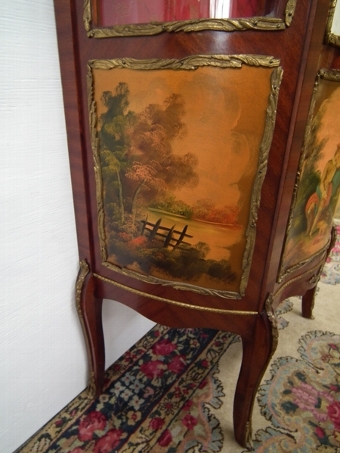 Antique Vernis Martin Style Serpentine Display Cabinet