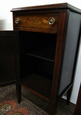 Antique Pair of Marquetry Inlaid Rosewood Lockers