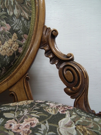 Antique Pair of Mid Victorian Walnut Ladies and Gents Armchairs