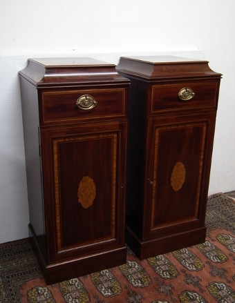 Pair of Late Victorian Inlaid Mahogany Cabinets