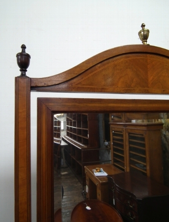 Antique Victorian Inlaid Mahogany Cheval Mirror