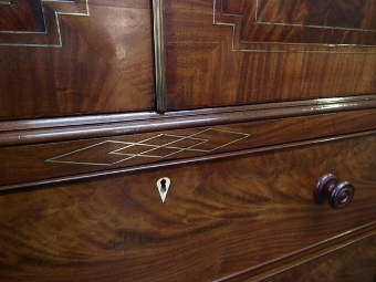 Antique George III Brass Inlaid Mahogany Linen Press