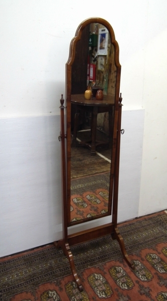 Queen Anne Style Walnut Cheval Mirror