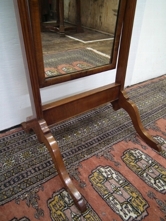 Antique Queen Anne Style Walnut Cheval Mirror