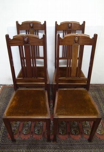 Set of 4 Art Nouveau Mahogany Chairs