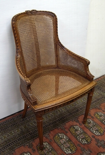 Carved Walnut Bergere Chair