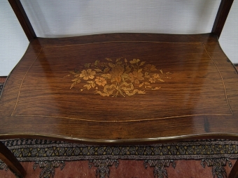 Antique Walnut and Floral Marquetry Vitrine Table