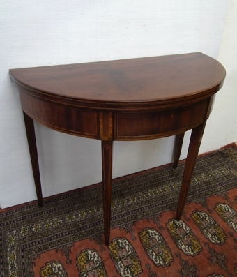 George III Inlaid Mahogany Foldover Tea Table