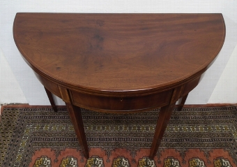 Antique George III Inlaid Mahogany Foldover Tea Table