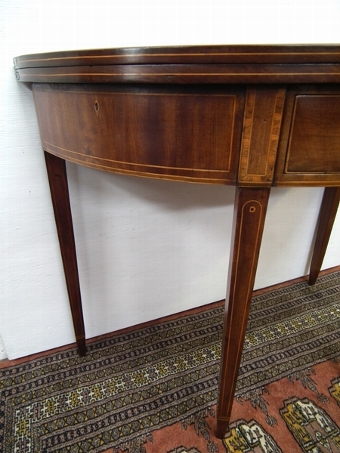 Antique George III Inlaid Mahogany Foldover Tea Table