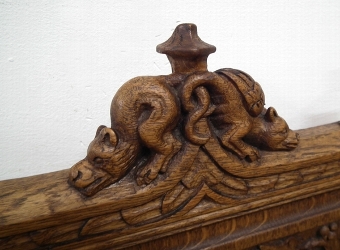 Antique Pair of Carved Oak Hall Chairs
