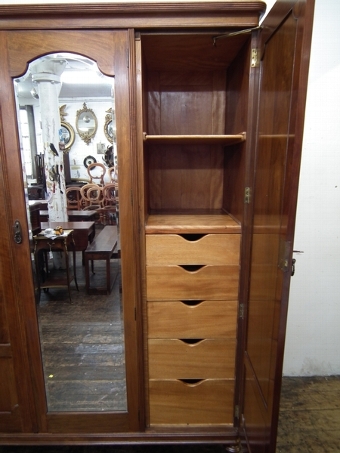 Antique Late Victorian 3 Door Walnut Wardrobe