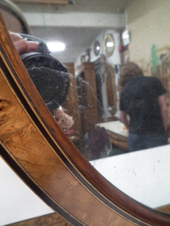 Antique Victorian Burr Elm Oval Toilet Mirror